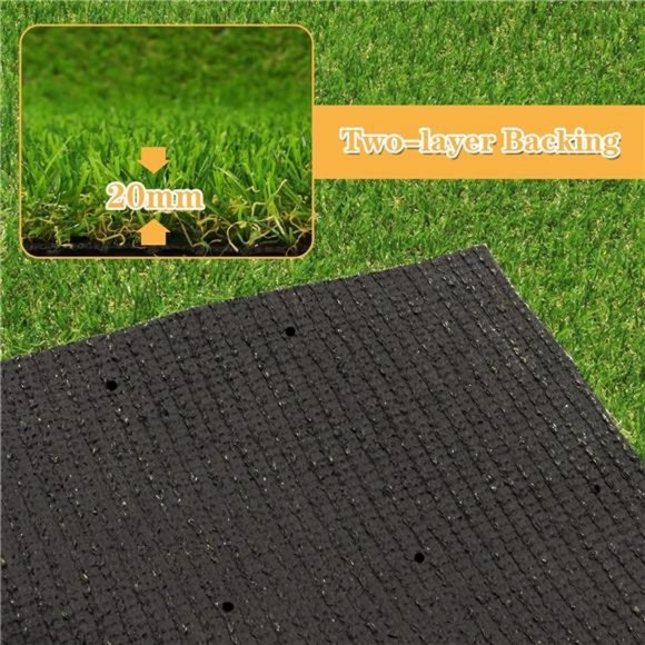 Artificial Grass Astroturf Rug 4 FT 11 in* 8 FT, Realistic Grass Mat w/ Drainage - Picture 4 of 6